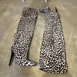 Jimmy Choo Leopard Print Over-the-Knee Boots